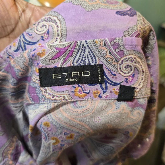 Etro Lavendar Paisley Button Down Women's Shirt - Picture 3 of 8